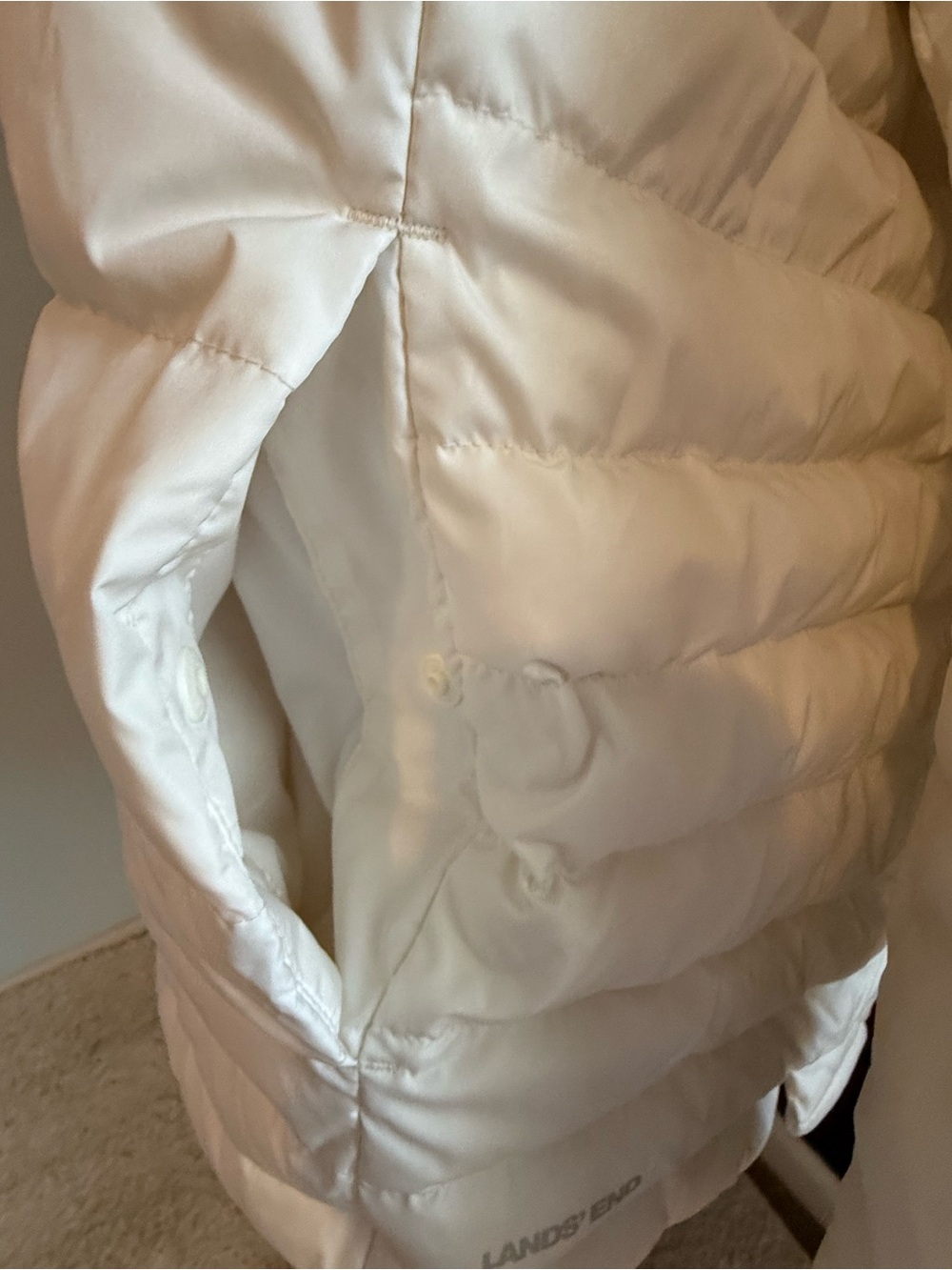 Lands' End Women’s White Quilted Puffy Puffer Coat 1x - Picture 5 of 9
